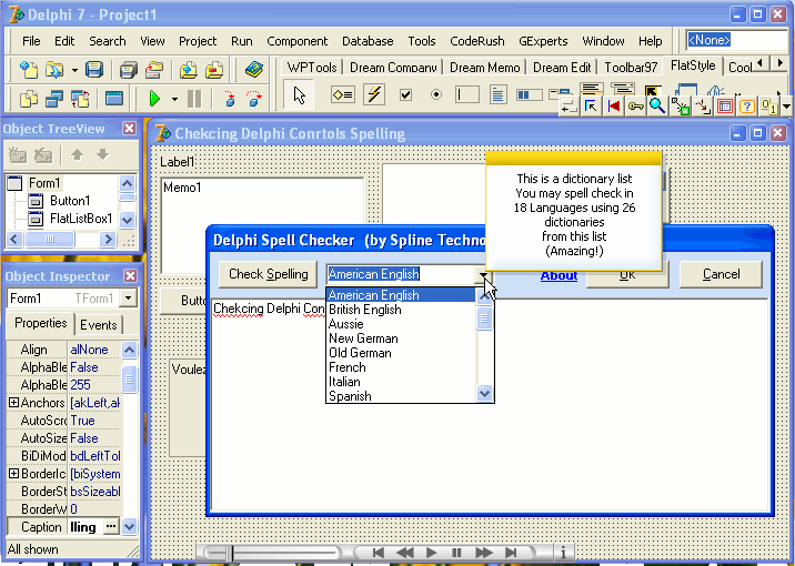 Screenshot of Delphi Spell Checker PRO 1.24