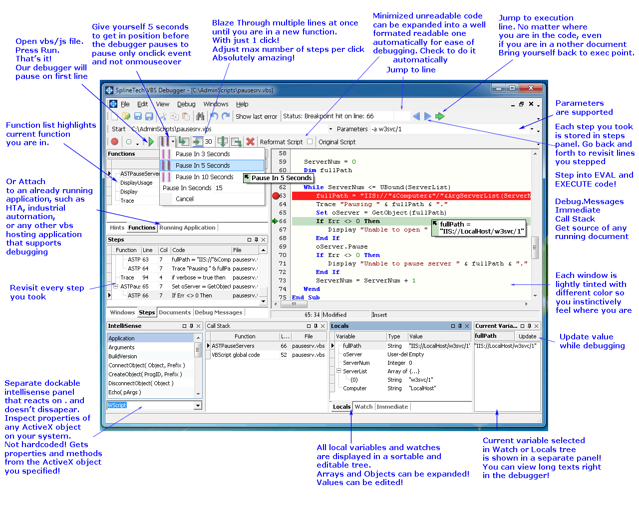 SplineTech VBS Debugger PRO screen shot